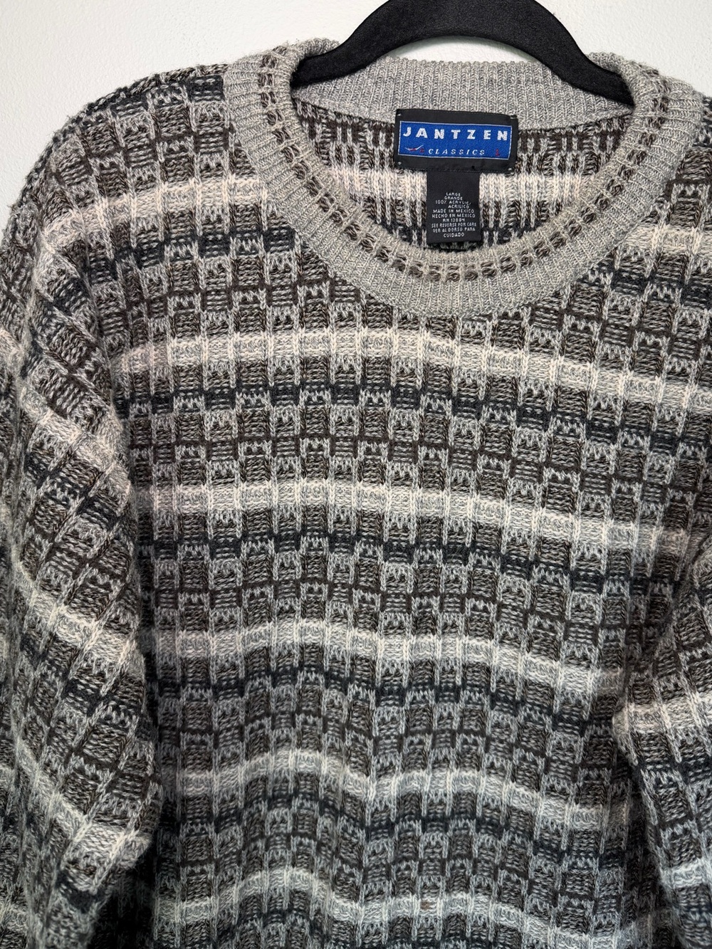 Vintage 90’s Jantzen Crewneck Sweater Grunge Stripes Outdoors - Picture 2 of 4